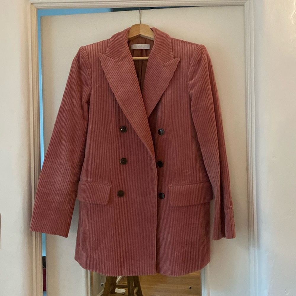 Mango pink corduroy blazer